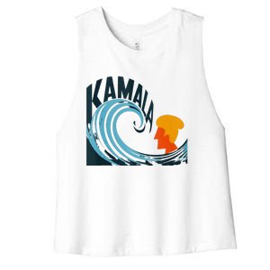 The Kamala Wave A Political Tidal Shift Women's Racerback Cropped Tank