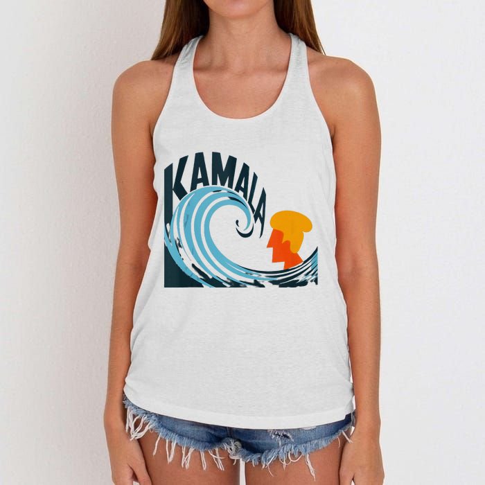 The Kamala Wave A Political Tidal Shift Women's Knotted Racerback Tank