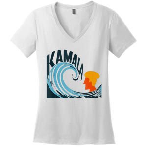 The Kamala Wave A Political Tidal Shift Women's V-Neck T-Shirt