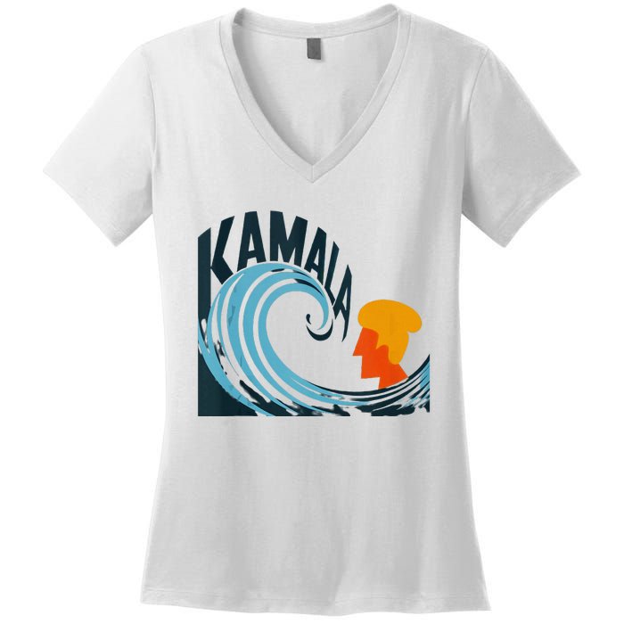 The Kamala Wave A Political Tidal Shift Women's V-Neck T-Shirt