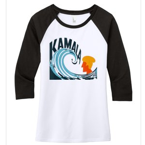 The Kamala Wave A Political Tidal Shift Women's Tri-Blend 3/4-Sleeve Raglan Shirt