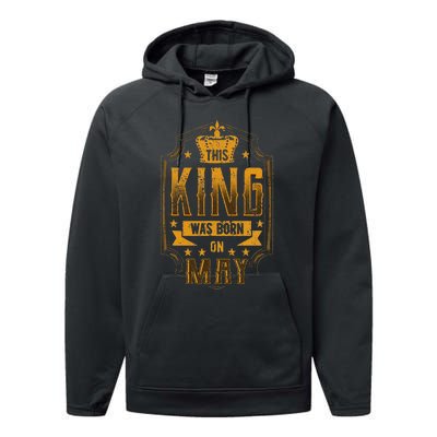 This King Was Born In May Royal Theme Birthday Party Performance Fleece Hoodie