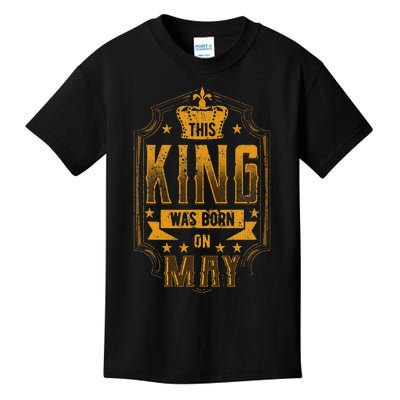 This King Was Born In May Royal Theme Birthday Party Kids T-Shirt