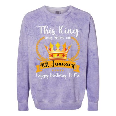 This King Was Born On 4th January Cool Jan Father Papa Uncle Colorblast Crewneck Sweatshirt