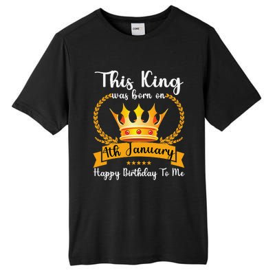 This King Was Born On 4th January Cool Jan Father Papa Uncle Tall Fusion ChromaSoft Performance T-Shirt