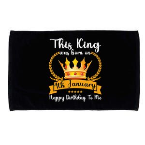 This King Was Born On 4th January Cool Jan Father Papa Uncle Microfiber Hand Towel