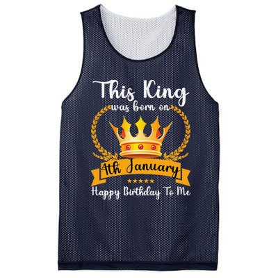 This King Was Born On 4th January Cool Jan Father Papa Uncle Mesh Reversible Basketball Jersey Tank