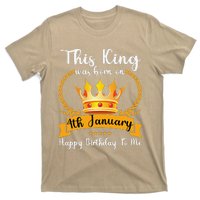 This King Was Born On 4th January Cool Jan Father Papa Uncle T-Shirt