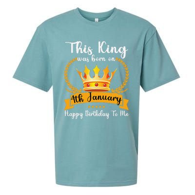 This King Was Born On 4th January Cool Jan Father Papa Uncle Sueded Cloud Jersey T-Shirt