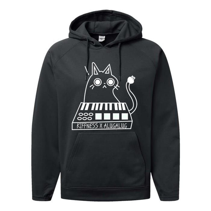 The Kiffness X Alugalug White Cat Classic Alugalug Luga Luga Meme Meow Music Performance Fleece Hoodie