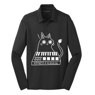 The Kiffness X Alugalug White Cat Classic Alugalug Luga Luga Meme Meow Music Silk Touch Performance Long Sleeve Polo