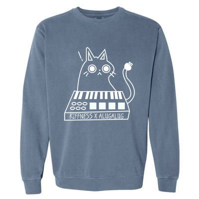 The Kiffness X Alugalug White Cat Classic Alugalug Luga Luga Meme Meow Music Garment-Dyed Sweatshirt