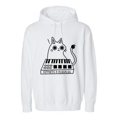 The Kiffness X Alugalug White Cat Classic Alugalug Luga Luga Meme Meow Music Garment-Dyed Fleece Hoodie