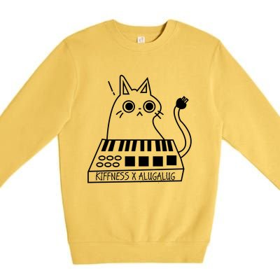 The Kiffness X Alugalug White Cat Classic Alugalug Luga Luga Meme Meow Music The Premium Crewneck Sweatshirt