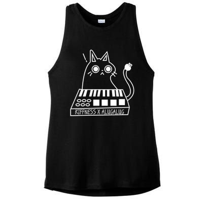 The Kiffness X Alugalug White Cat Classic Alugalug Luga Luga Meme Meow Music The Ladies PosiCharge Tri-Blend Wicking Tank