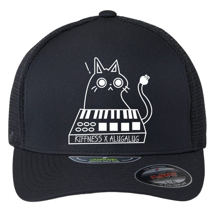 The Kiffness X Alugalug White Cat Classic Alugalug Luga Luga Meme Meow Music The Flexfit Unipanel Trucker Cap