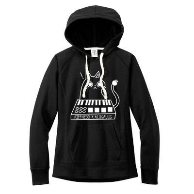 The Kiffness X Alugalug White Cat Classic Alugalug Luga Luga Meme Meow Music The Women's Fleece Hoodie