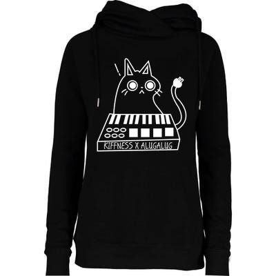 The Kiffness X Alugalug White Cat Classic Alugalug Luga Luga Meme Meow Music The Womens Funnel Neck Pullover Hood