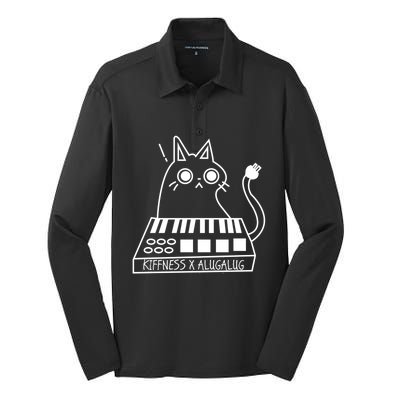 The Kiffness X Alugalug White Cat Classic Alugalug Luga Luga Meme Meow Music The Silk Touch Performance Long Sleeve Polo