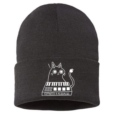 The Kiffness X Alugalug White Cat Classic Alugalug Luga Luga Meme Meow Music The Sustainable Knit Beanie