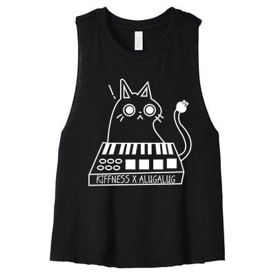 The Kiffness X Alugalug White Cat Classic Alugalug Luga Luga Meme Meow Music The Women's Racerback Cropped Tank