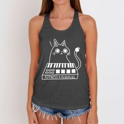 The Kiffness X Alugalug White Cat Classic Alugalug Luga Luga Meme Meow Music The Women's Knotted Racerback Tank