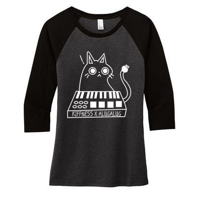 The Kiffness X Alugalug White Cat Classic Alugalug Luga Luga Meme Meow Music The Women's Tri-Blend 3/4-Sleeve Raglan Shirt