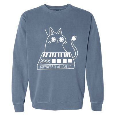 The Kiffness X Alugalug White Cat Classic Alugalug Luga Luga Meme Meow Music The Garment-Dyed Sweatshirt