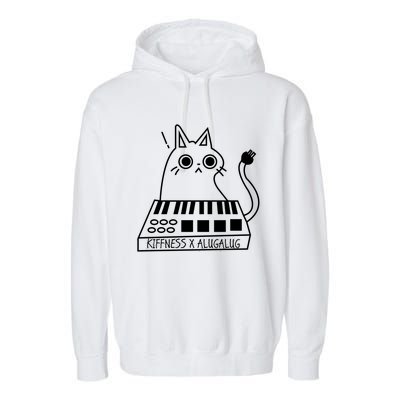 The Kiffness X Alugalug White Cat Classic Alugalug Luga Luga Meme Meow Music The Garment-Dyed Fleece Hoodie