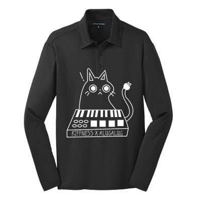 The Kiffness X Alugalug White Cat Classic Alugalug Luga Luga Meme Meow Music Silk Touch Performance Long Sleeve Polo