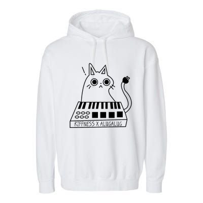 The Kiffness X Alugalug White Cat Classic Alugalug Luga Luga Meme Meow Music Garment-Dyed Fleece Hoodie