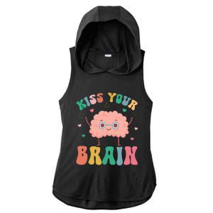 Teacher Kiss Your Brain Student Cute Funny Back To School Ladies PosiCharge Tri-Blend Wicking Draft Hoodie Tank