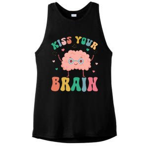 Teacher Kiss Your Brain Student Cute Funny Back To School Ladies PosiCharge Tri-Blend Wicking Tank