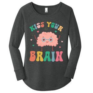 Teacher Kiss Your Brain Student Cute Funny Back To School Women's Perfect Tri Tunic Long Sleeve Shirt