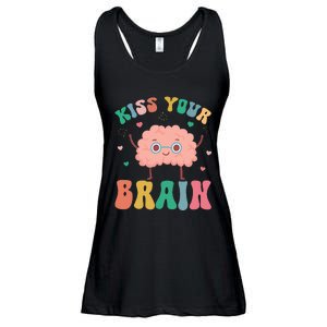 Teacher Kiss Your Brain Student Cute Funny Back To School Ladies Essential Flowy Tank