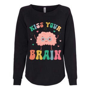 Teacher Kiss Your Brain Student Cute Funny Back To School Womens California Wash Sweatshirt