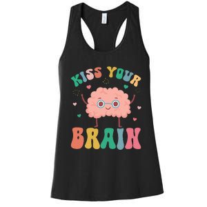 Teacher Kiss Your Brain Student Cute Funny Back To School Women's Racerback Tank