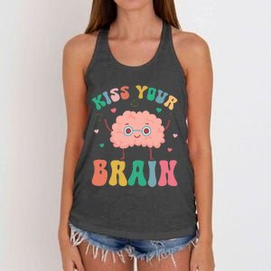 Teacher Kiss Your Brain Student Cute Funny Back To School Women's Knotted Racerback Tank