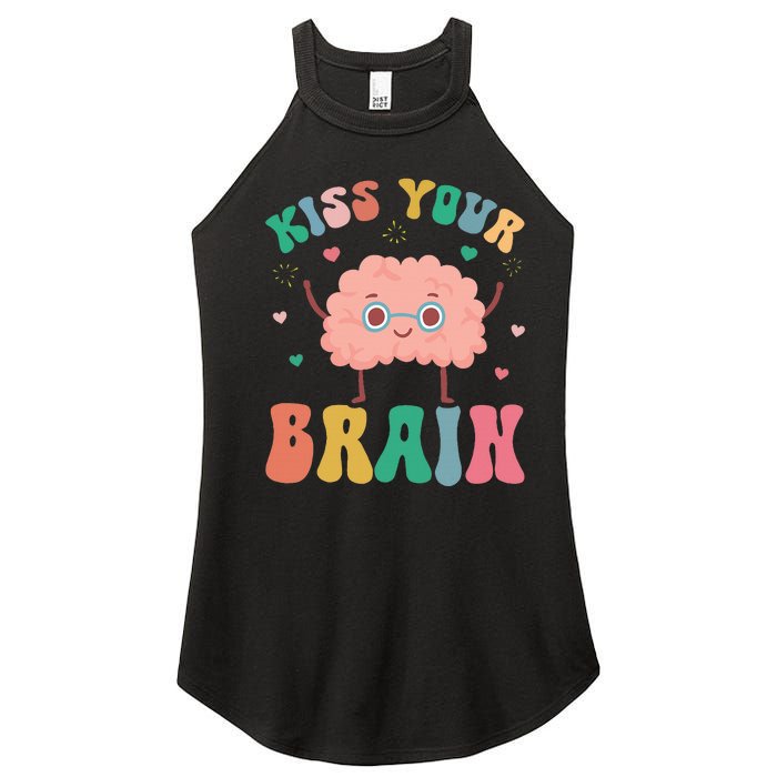 Teacher Kiss Your Brain Student Cute Funny Back To School Women's Perfect Tri Rocker Tank