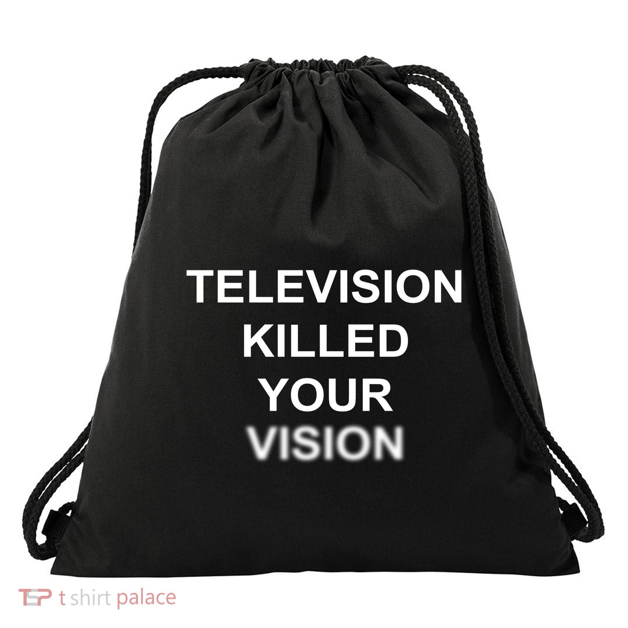 Television Killed Your Vision Drawstring Bag