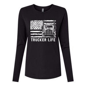 Trucker Life 18 Wheeler Freighter Truck Driver Womens Cotton Relaxed Long Sleeve T-Shirt