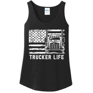 Trucker Life 18 Wheeler Freighter Truck Driver Ladies Essential Tank