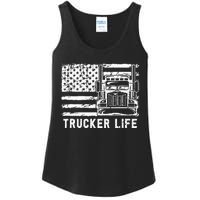 Trucker Life 18 Wheeler Freighter Truck Driver Ladies Essential Tank