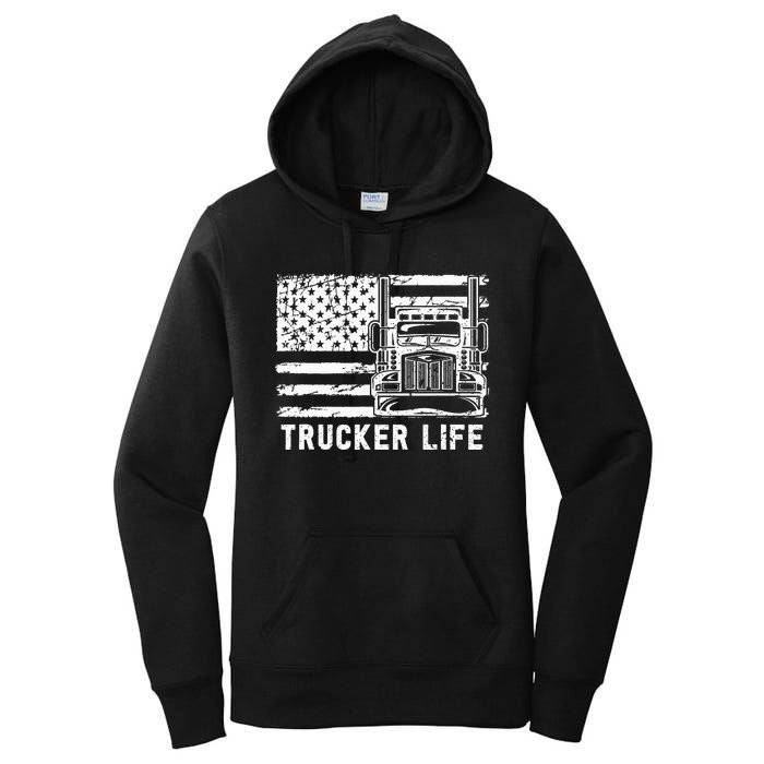 Trucker Life 18 Wheeler Freighter Truck Driver Women's Pullover Hoodie