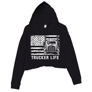 Trucker Life 18 Wheeler Freighter Truck Driver Crop Fleece Hoodie