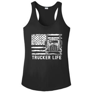 Trucker Life 18 Wheeler Freighter Truck Driver Ladies PosiCharge Competitor Racerback Tank