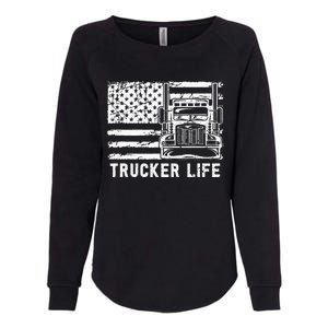 Trucker Life 18 Wheeler Freighter Truck Driver Womens California Wash Sweatshirt