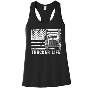 Trucker Life 18 Wheeler Freighter Truck Driver Women's Racerback Tank