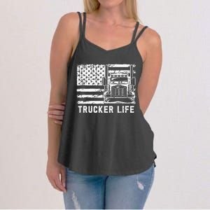 Trucker Life 18 Wheeler Freighter Truck Driver Women's Strappy Tank