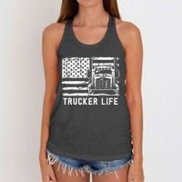 Trucker Life 18 Wheeler Freighter Truck Driver Women's Knotted Racerback Tank